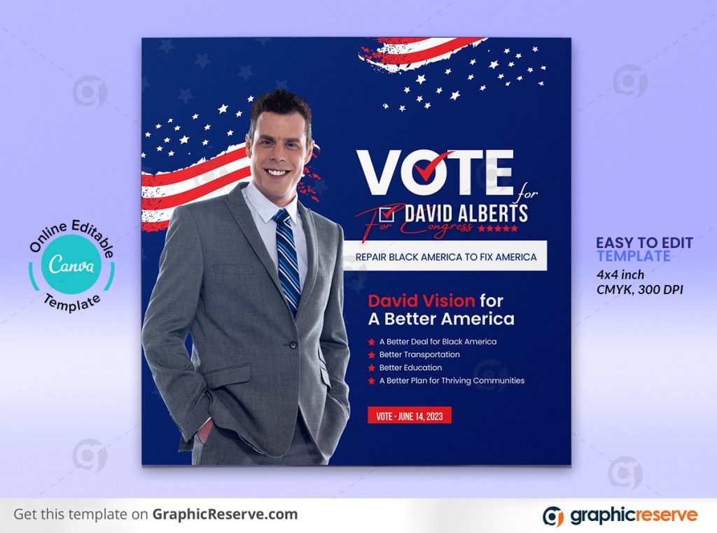 Political Re-Election Flyer (Canva template) - Graphic Reserve