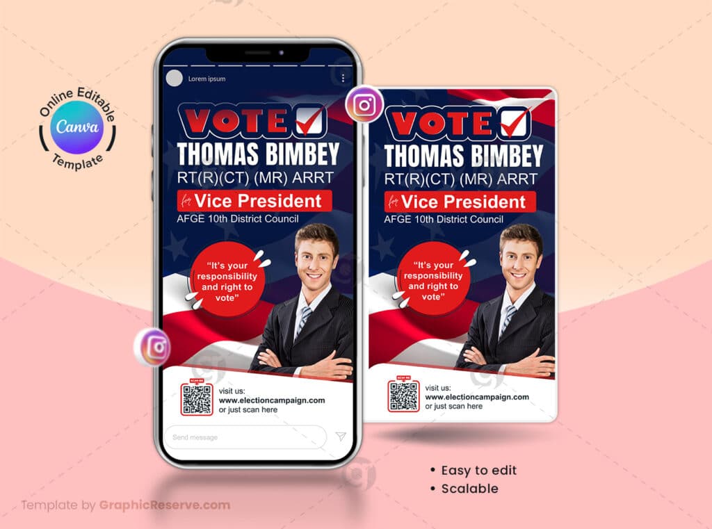 Election Campaign Instagram Story Banner Canva Template Graphic Reserve