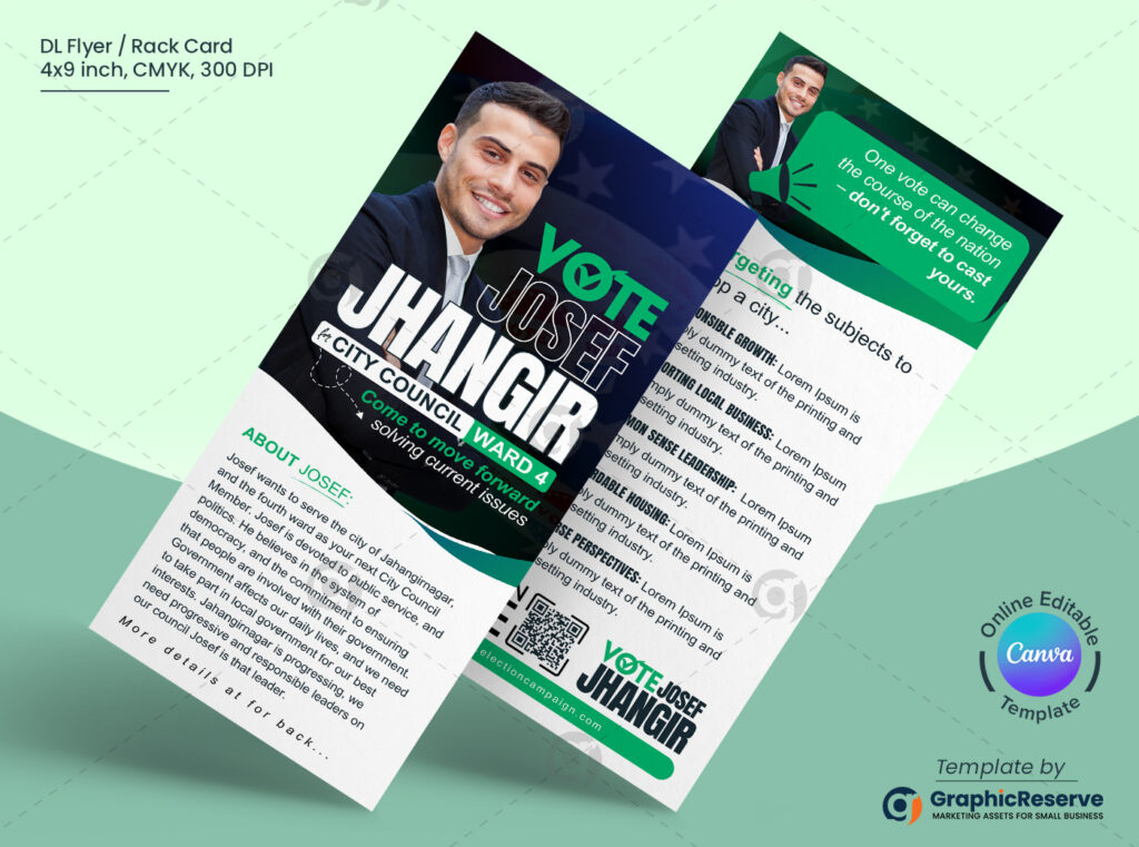 Election Vote DL Flyer/Rack Card Design Canva Template - Graphic Reserve